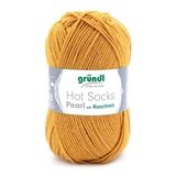 Gründl Wol Hot Socks Pearl uni 4-voudige sokkenwol 1 kluwen 50 g, oker
