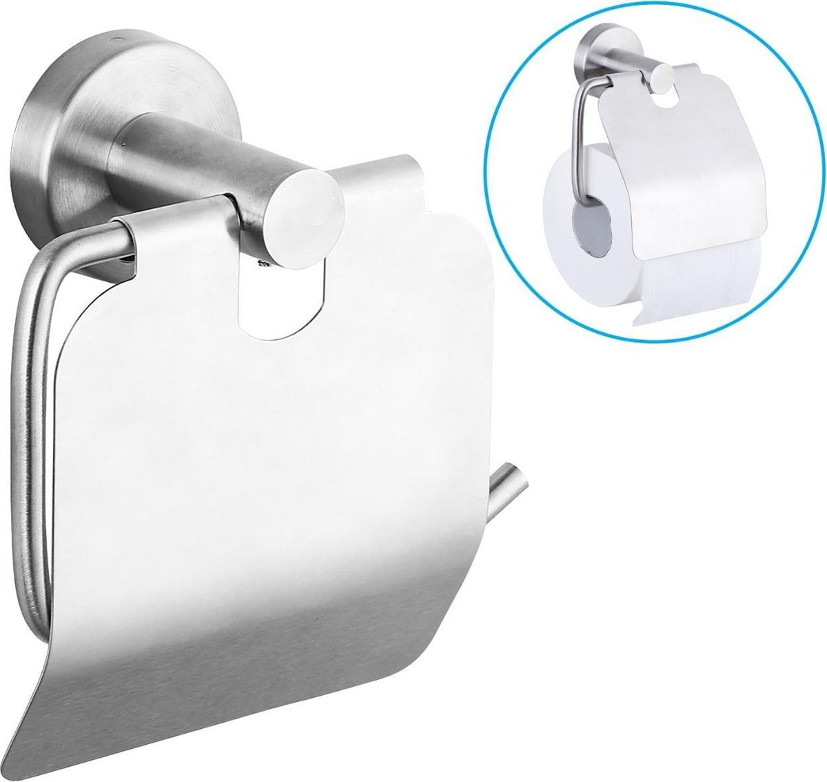 Sanics Toiletrolhouder Zilver met Klep - WC Rolhouder RVS Inclusief Montage set - Closetrolhouder