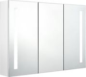 vidaXL Badkamerkast met spiegel en LED 89x14x62 cm glanzend wit