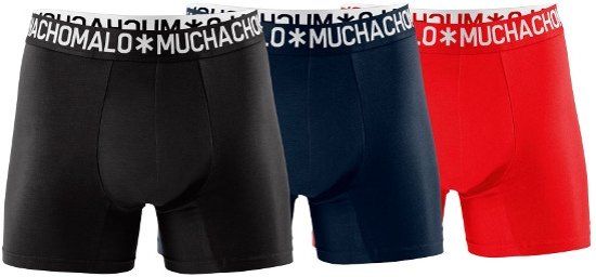 Muchachomalo 3-PACK COTTON SOLID BLACK NAVY RED - 8718168688955