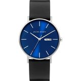 Jacob Jensen 161 Horloge Nordic titanium-veganleder zwart-blauw-rood 40 mm.