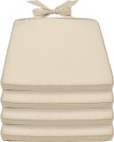 Beautissu Pia – Set van 4 Stoelkussen Buiten 45x40 cm – Creme – Zitkussen met Lint