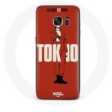 Maniacase Hoesje voor Samsung Galaxy S6 Edge La casa de papel Tokyo Fanart logo rode achtergrond