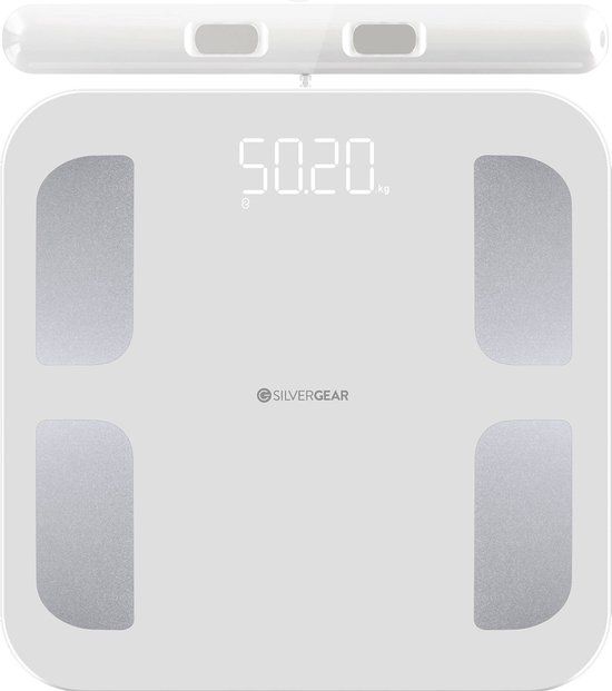 Silvergear Slimme Weegschaal Pro - Digitale Personenweegschaal met Lichaamsanalyse - Wit