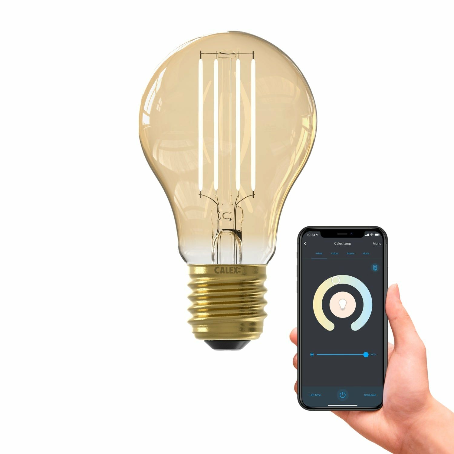 Calex Smart LED Filament Lamp E27 - Goud - Dimbaar - 7W - Warm Wit