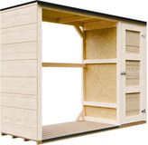 Timbela M981 - LP SmartSide Buitenopslag voor brandhout - 1,09 m² + 0,53 m² - 75x217xH159 cm - Gereedschaps- en houtopslag