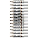 Pentel Maxiflo Whiteboard-marker, conisch, breed, bruin, 12 stuks