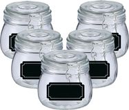 Zeller Weckpotten/inmaakpotten - 10x - 500 ml - glas - met beugelsluiting - incl. etiketten