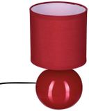 Atmosphera Rode Keramische Ball Tafellamp | E14 Nachtlamp | Stoffen Kap | Ø13 x H25 cm | Bureaulamp