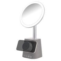 imoshion Make-up Spiegel met Bluetooth Speaker en Draadloze Oplader - Zilver