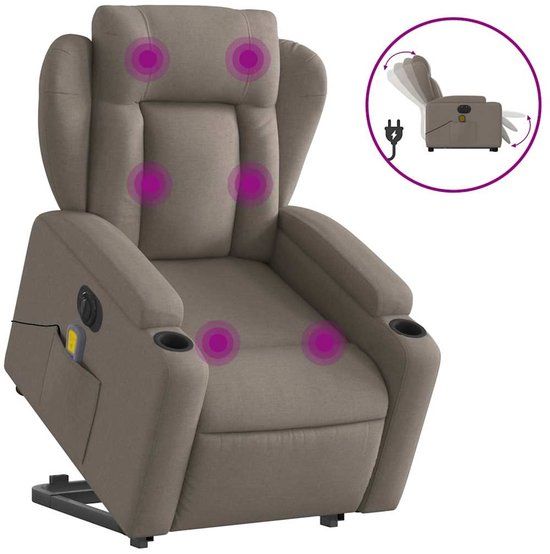 vidaXL Sta-op-massagestoel elektrisch verstelbaar stof taupe