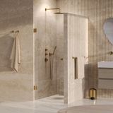 Brauer Void - Carving Nisdeur - Helder Glas - 60 x 200 cm - Omkeerbaar - incl. Glascoating - PVD Goud Geborsteld