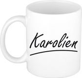 Bellatio Decorations Karolien Naam koffiemok - beker - met sierlijke letters - wit