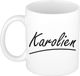 Bellatio Decorations Karolien Naam koffiemok - beker - met sierlijke letters - wit