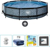 EXIT Rond Stone Frame Zwembad - 360 x 76 cm - Grijs