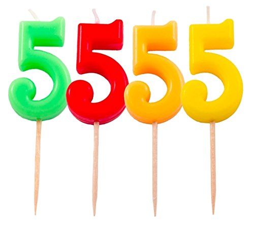 Folat - Kaars cijfer 5 neonkleur - 8714572229654