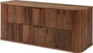 3xE living Meuble sous lavabo suspendu 120 cm, bois de noyer, poignées noires