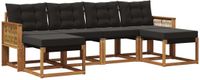 vidaXL Acacia Hout Bank Loungeset 6-Persoons Naturel en Zwart