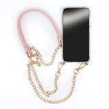 Beschermhoes Vivo Beschermhoes voor Vivo Y21 / Y21S / Y33S, transparant, met omhangkoord/omhangband, leer, roze