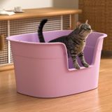 Merkloos Kattenbak XL met hoge zijkanten en verhoogde ingang, van polypropyleen, paars