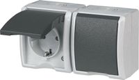 REV AquaForm Wandcontactdoos dubbel Compleet Lichtgrijs
