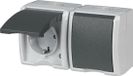 REV AquaForm Wandcontactdoos dubbel Compleet Lichtgrijs