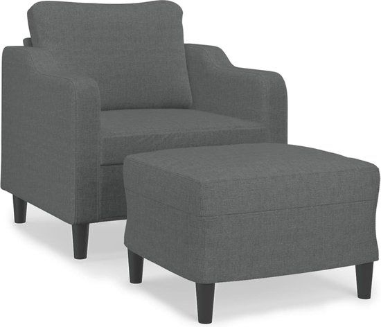 vidaXL Fauteuil met voetenbank - Stof - Donkergrijs