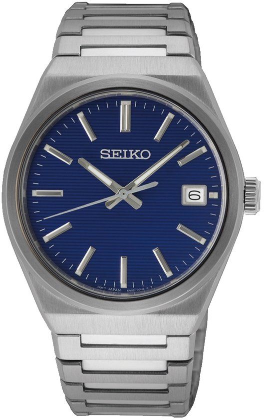 Seiko SUR555P1 Heren Horloge - Zilverkleurig/Blauw - Saffierglas - 39mm
