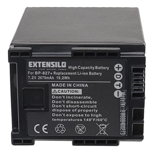 EXTENSILO Accu compatibel met Canon VIXIA HF100, HF11, HF20, FS10, FS100, FS11, HF10 camera (2670mAh, 7,2V, Li-Ion)