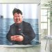 C.IOPMNU Grappig douchegordijn, motiverend geluk douchegordijnset met haken, stijlvol waterdicht douchegordijn badkamerdecoratie - 182 x 183 cm