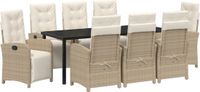 vidaXL Tuinset 9-delig Beige Polyrattan Eettafel