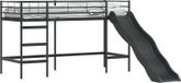 Lit mezzanine enfant avec toboggan Noir et Anthracite