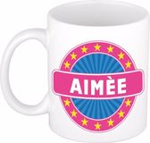 Bellatio Decorations - Aimee voornaam - koffiemok - beker - wit/roze - 300 ml