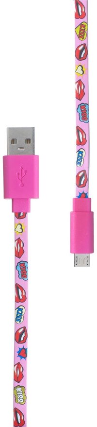 Pop Power - Kissing Lips micro USB kabel (oplaad/data) Weg met die saaie witte kabels. Go