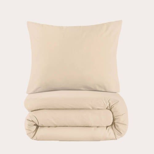 NOUS Kids basis dekbedovertrek 1-persoons (140x200 cm) Beige Effen