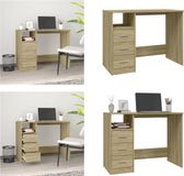 vidaXL Bureau met lades 102x50x76 cm bewerkt hout sonoma eikenkleurig