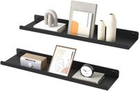 Songmics Metalen wandplanken – Set van 3 – Poedergecoat staal – Industriële stijl – Inktzwart – 10 x 40 x 2,5 cm