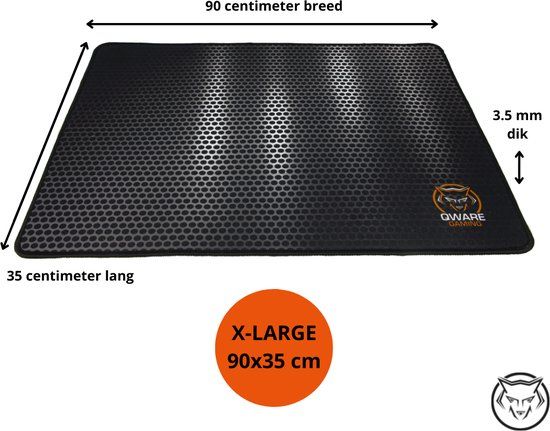 Qware Gaming Mouse Pad XXL - 90x35cm - Anti-Slip - Black