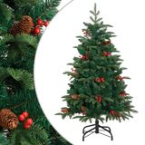 vidaXL Kunstkerstboom met scharnieren, dennenappels en bessen, 150 cm