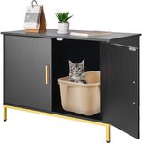 VEVOR Kattenkast, 700x450x545 Mm, Kattenbak Met Metalen Poten en Handvat, Kattenbakkast, Kattenhuis Geschikt voor De Meeste Kattenbakken, voor Slaapkamer en Woonkamer, Zwart