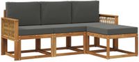 vidaXL - Bank loungeset - 4 zitplekken - Polyester - Natuurlijk en antraciet