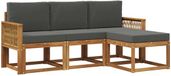 vidaXL - Bank loungeset - 4 zitplekken - Polyester - Natuurlijk en antraciet