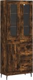 vidaXL Hoge kast 69,5x34x180 cm bewerkt hout gerookt eikenkleurig