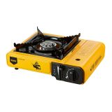 ELMA Camping Gas draagbaar campingkooktoestel, dual outer start, inclusief koffer, variabele vlamregelaar, 34 x 28 x 11 cm, 2,3 kW, geel