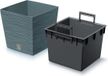 Prosperplast Furu Stripes Plantenpot/Bloempot - Blauw - Vierkant - Kunststof - Outdoor - D29.5 x H29 cm