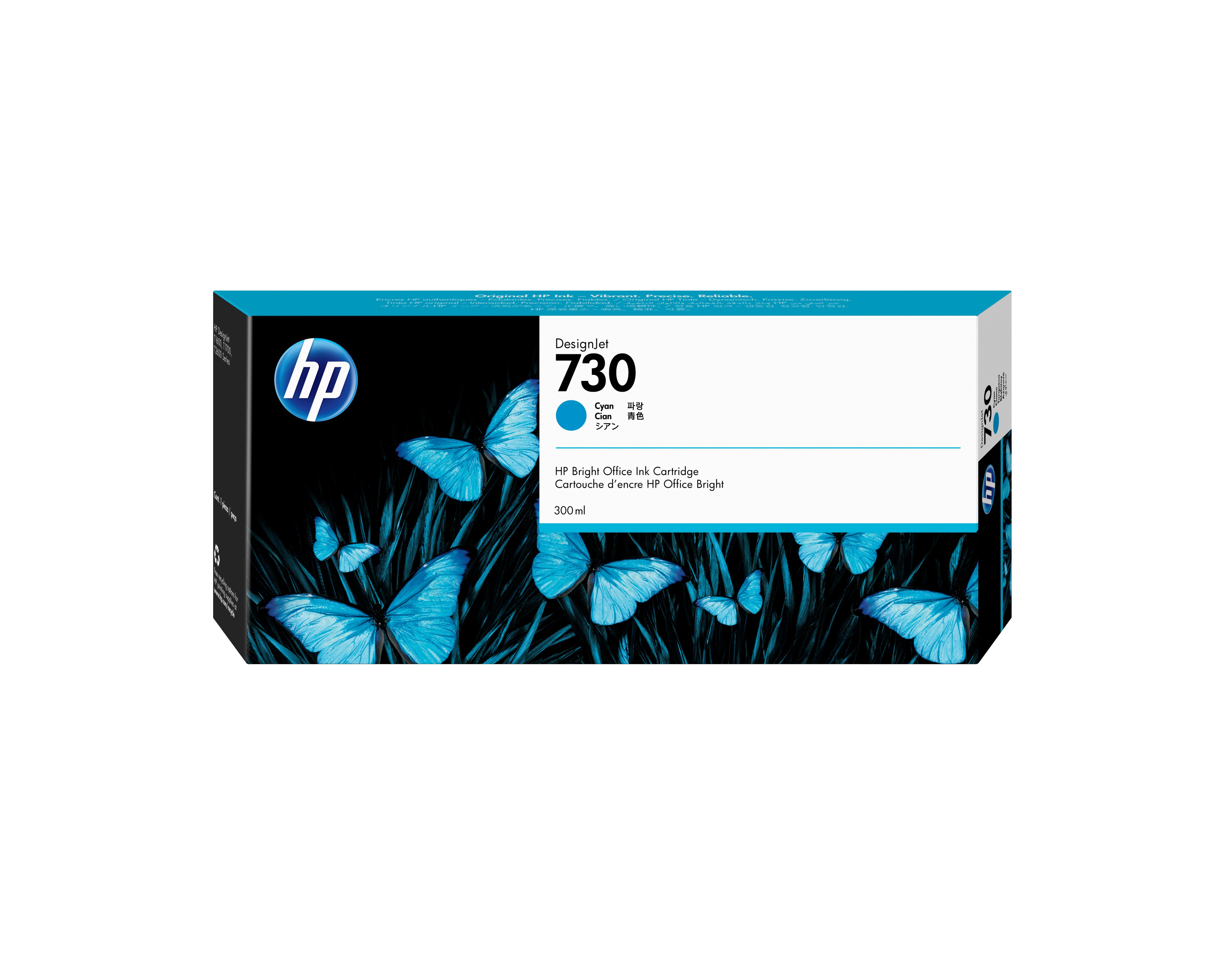 HP 730 Cyan DesignJet Ink Cartridge - 300 ml - Original
