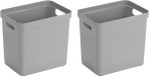 Sunware Opbergbox Sigma - 3x - kunststof - lichtgrijs - 25 liter - Opbergbakken/opbergers - 35 x 25 x 36 cm