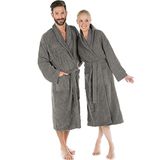 CelinaTex Oregon Badjas S-XXXL Sjaalkraag Uni Lange Opgestikte Zakken Dames Heren Unisex Warm Badstof Katoen Oeko-Tex