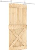 vidaXL Schuifdeur 90 x 210 cm Massief Pine Hout (Onbehandeld)