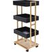 Well Home Opbergwagen van bamboe met 1 plank en 3 planken, zwart, 40 x 30 x 87,5 cm